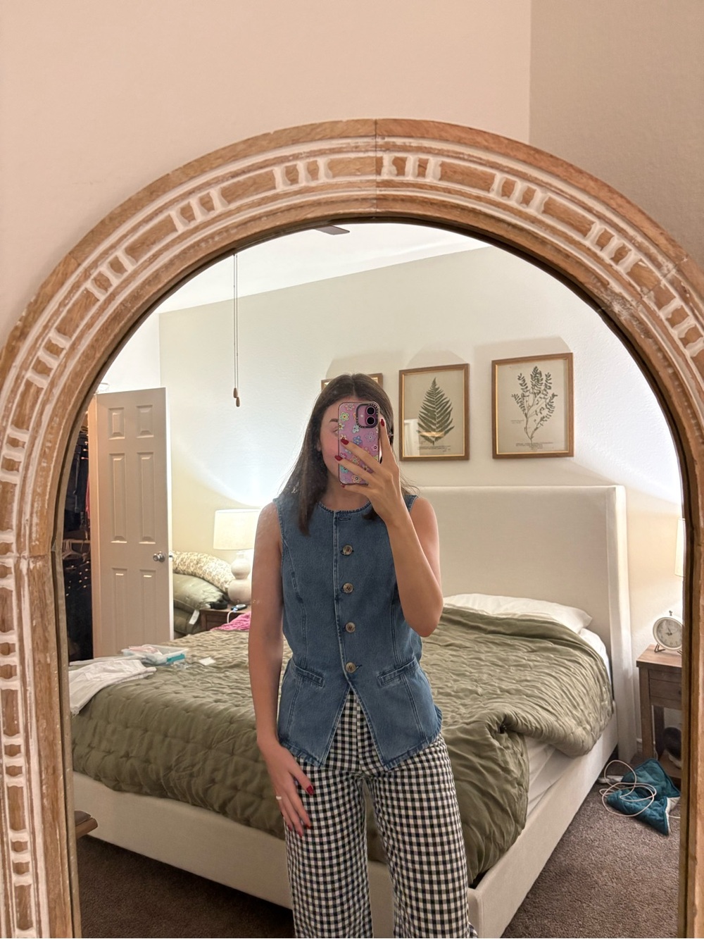 Vintage-Inspired Denim Button Front Vest - Blue - Picture 2 of 4